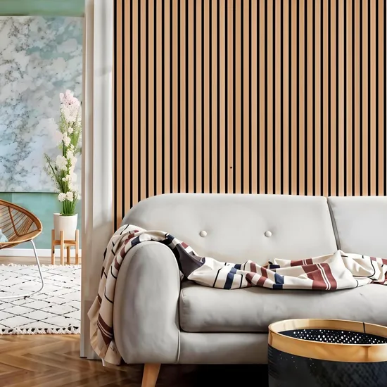 Pannello acustico insonorizzante personalizzato per pareti, pannello acustico in MDF Akupanel con doghe in legno, riduzione del rumore