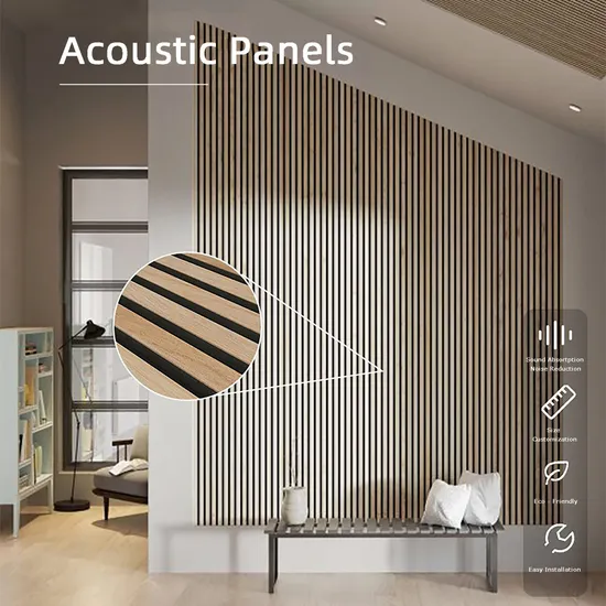 Pannello acustico ignifugo in MDF con design in legno, materiale fonoassorbente, in vendita a prezzi vantaggiosi per il mercato europeo