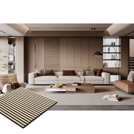 Tessuto per l'arredamento d'interni Materiale isolante acustico Strisce di legno Pannelli fonoassorbenti per pareti