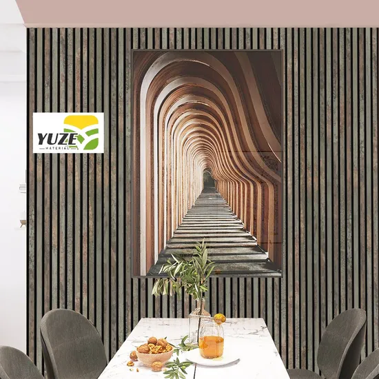 Pannelli da parete Akupanel modello 3D, pannelli acustici fonoassorbenti con design scanalato, ecologici, impermeabili, impiallacciati in legno