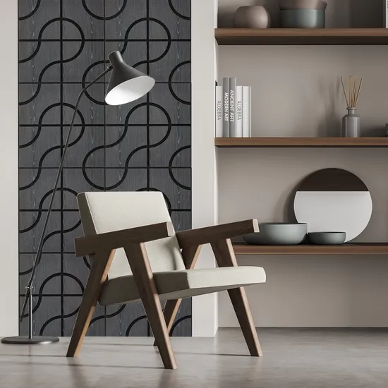 Pannello acustico flessibile e personalizzato in legno massello ignifugo con listelli scanalati in legno impiallacciato per pareti e soffitti