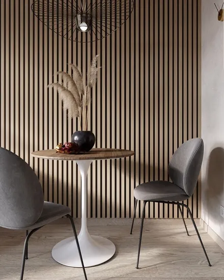 Pannello acustico da parete in legno nero, decorazione per interni, pannello acustico da soffitto in MDF per camera da letto