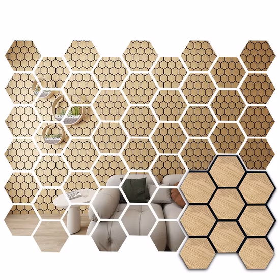 Pannello decorativo acustico in PVC per griglia in marmo, modello 3D, impermeabile, in vendita calda, esagonale, Akupanel, nuovo stile, per effetto parete